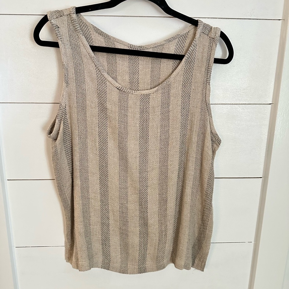 VTG MZM Sport M striped flax linen lagonlook bohemian Y2K 90's vest and jacket - Picture 12 of 16